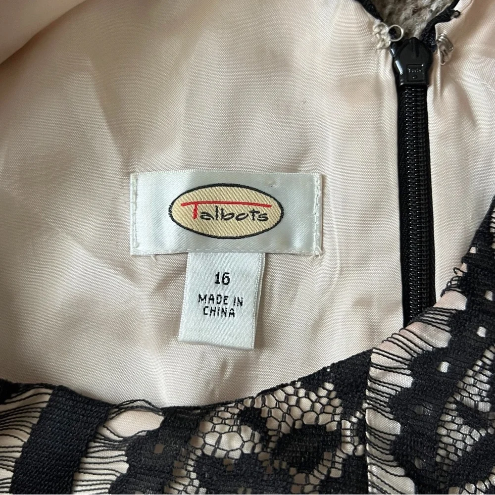 Talbots Dress Women’s Size 16 Black Beige‎ Lace Sleeveless Shift